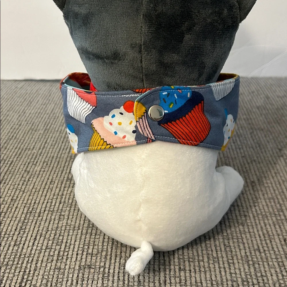 Dog Bandana Cupcake Print and Donuts reversible snaps closed neckerchief for dog